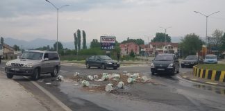 Фото – Кофи со маслинки испаднаа од комбе на влезот во Струмица