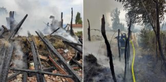 Во струмичко Гечерлија изгоре стара куќа полна со сено и слама, пожарникарите спречија проширување од силниот ветар