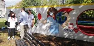 Млади струмичани предводени од ,,Новус” изработија мурал како благодарност кон здравствените работници за борбата против ковид-19