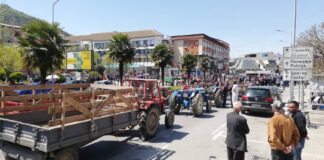Земјоделците на протест со трактори по струмичките улици заради ниските откупни цени на зелката (фото)