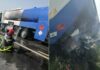 Шест пожарникари со две возила ја гаснеле цистерната што го блокираше патот Струмица – Радовиш
