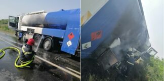 Шест пожарникари со две возила ја гаснеле цистерната што го блокираше патот Струмица – Радовиш