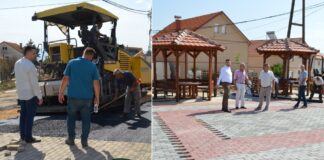 Асфалтирано платото пред Домот на културата во Нова Маала каде има урбана опрема, фонтана, летниковци !