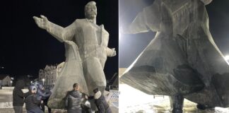 Младите на ВМРО ДПМНЕ Струмица објавија како го чистат споменикот на Гоце Делчев од испишаните графити и пораки