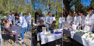 Ученици од СОУ „Димитар Влахов“ на струмичани мереа притисток, гликоза, ги масираа и нудеа фармацевтски продукти (ФОТО)