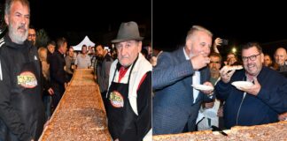 ФОТО: Мега самун од 6,5 метри во Радовиш на ,,Самун ем татлија“ – Градоначалникот Ристов со шеф Марк први го вкусија !