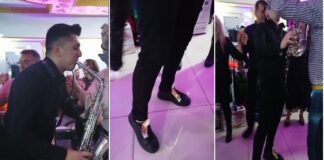 Бакшиш на ловџиски начин – саксафонистот на „Стакато Бенд“ Веселиновски го китеа и по патики (ВИДЕО)