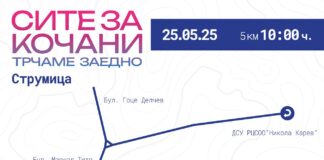 Недела 25 мај посебен режим на сообраќај во централното градско подрачје на Струмица заради трката „Сите за Кочани – Трчаме заедно“