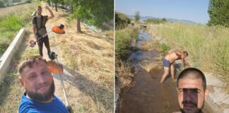 Самир и Бранко од Дојран доброволно три недели сами го чистат отворениот канал на ХС Ѓавато до Дојранското езеро (фото)