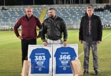 Милан Василев и Ристо Панов кои во синобелиот дрес одиграа по стотици натпревари, добија признанија од ФК Беласица (фото)