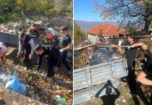 Млади активисти од ,,Ја штитам Беласица“ го чистеа Мокриево и собраа една тракторска приколка со отпад (ФОТО)