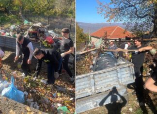 Млади активисти од ,,Ја штитам Беласица“ го чистеа Мокриево и собраа една тракторска приколка со отпад (ФОТО)