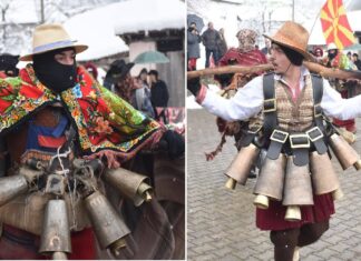 Видео: Странчинарски игри во Мокриево – вековна традиција под Беласица на истерување зли духови и гозба со качамак со колбаси!