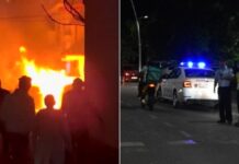 Пожар на паркиран „ланд ровер“ на Браќа Миладинови во Струмица кој се проширил и на друго возило (видео)