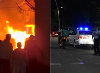 Пожар на паркиран „ланд ровер“ на Браќа Миладинови во Струмица кој се проширил и на друго возило (видео)