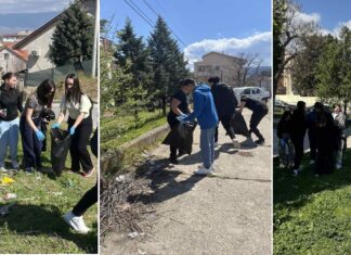 Млади од Струмица чистеа јавни површини во градот и отпадот го селектираа со порака дека може да се рециклира (ФОТО)