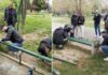 ФОТО: Средношколци од Никола Карев Струмица почнаа да ги санираат оштетените клупи за одмор во паркот – на лице место монтираат нови !