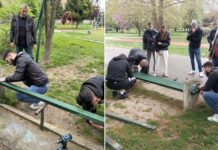 ФОТО: Средношколци од Никола Карев Струмица почнаа да ги санираат оштетените клупи за одмор во паркот – на лице место монтираат нови !