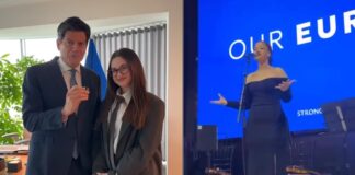 Евроамбасадорот Рокас ја покани Тина Русева да дојде од Германија за да ја испее македонската химна на приемот за Денот на Европа